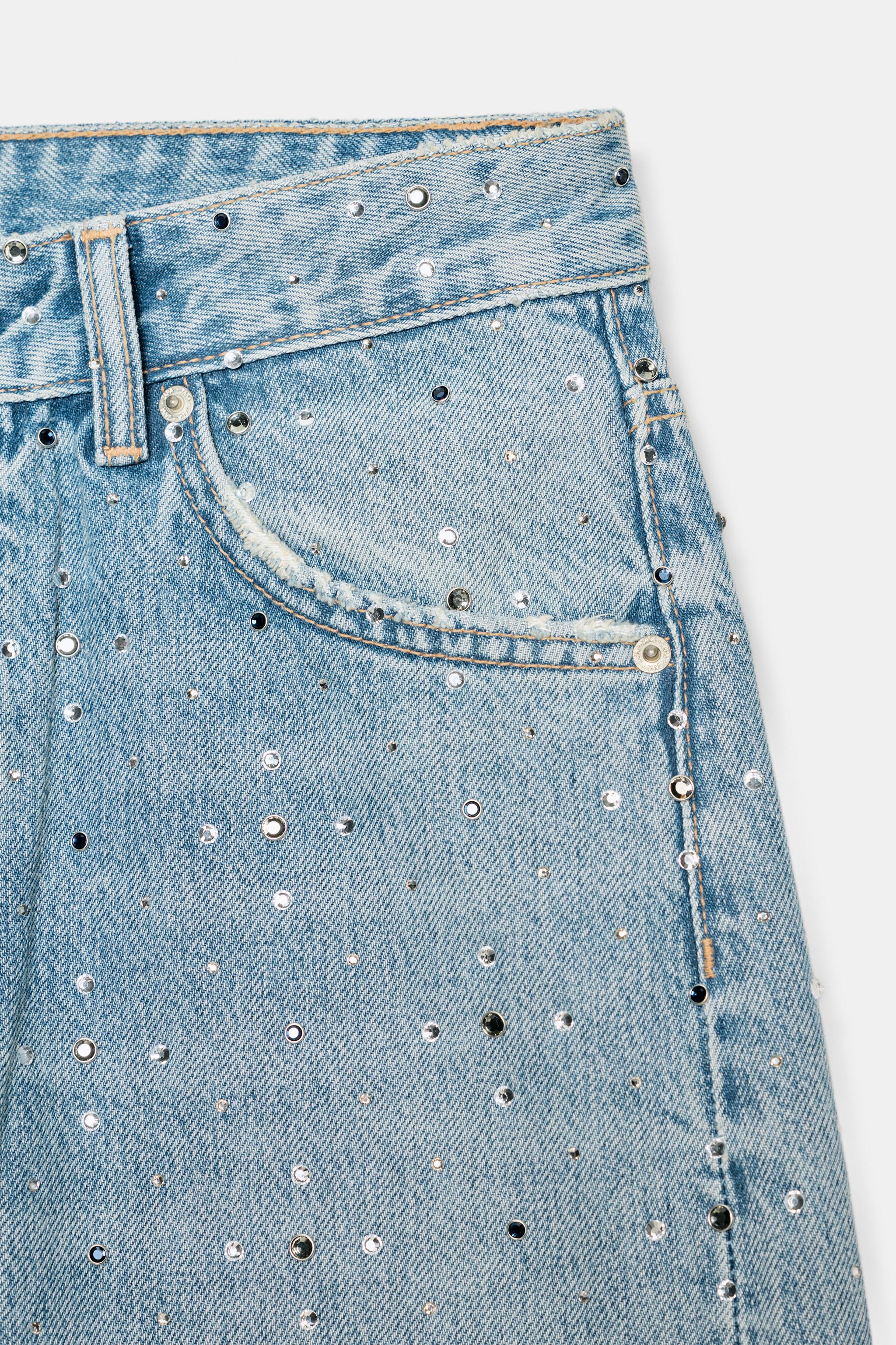TRF MID-RISE SHIMMER BAGGY JEANS